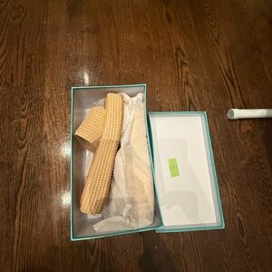 Woven Platform Sandals in Tan